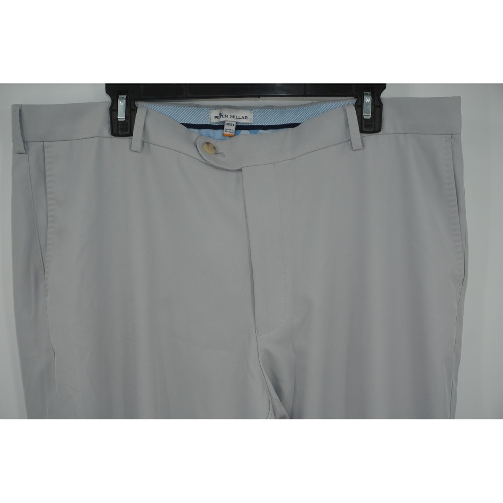 Peter Millar Pants Gray Performance Golf Chino Lightweight Polyester Men's 38x34